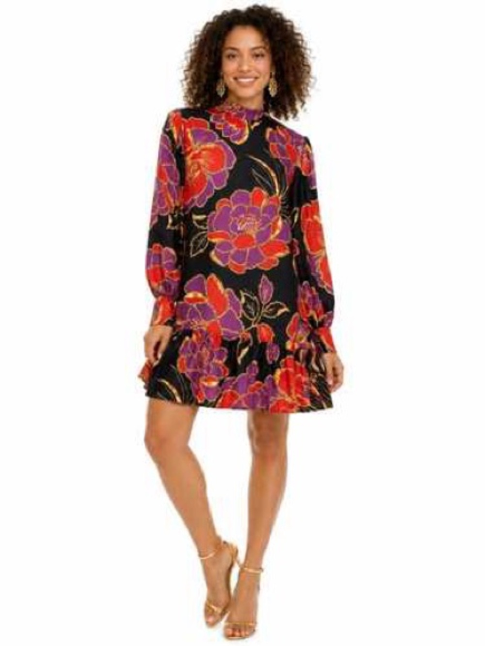 Farm Rio floral-print long-sleeve minidress